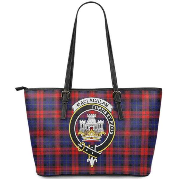 Scottish MacLachlan Clan Crest Tartan Leather Tote Tartan Plaid