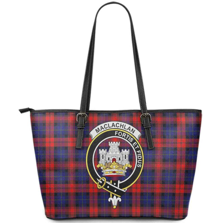 Scottish MacLachlan Clan Crest Tartan Leather Tote Tartan Plaid