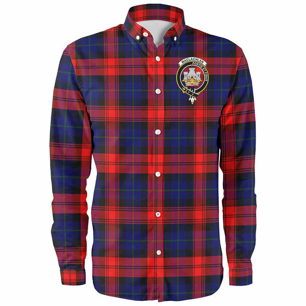 Scottish MacLachlan Clan Crest Tartan Long Sleeve Shirt Front Side Tartan Plaid