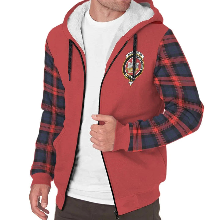 Scottish MacLachlan Clan Crest Tartan Plaid Sleeve Sherpa Hoodie