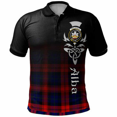 Scottish MacLachlan Clan Crest Tartan Polo Shirt - Alba Gu Brath Family Crest Celtic Inspired Front Side Tartan Plaid