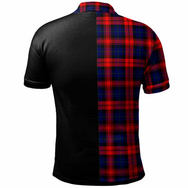 Scottish MacLachlan Clan Crest Tartan Polo Shirt - Half in Me Back Side Tartan Plaid