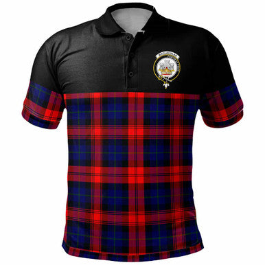 Scottish MacLachlan Clan Crest Tartan Polo Shirt - Horizontal Style Front Side Tartan Plaid