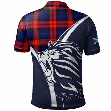 Scottish MacLachlan Clan Crest Tartan Polo Shirt - Scottish Flag With Lion Back Side Tartan Plaid