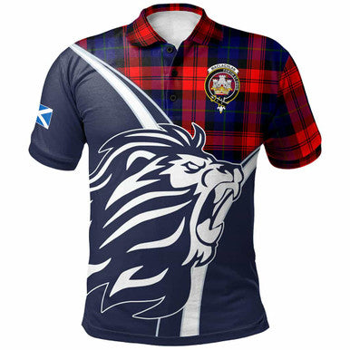 Scottish MacLachlan Clan Crest Tartan Polo Shirt - Scottish Flag With Lion Front Side Tartan Plaid