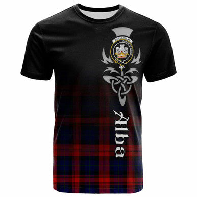 Scottish MacLachlan Clan Crest Tartan T-Shirt - Alba Gu Brath Family Crest Celtic Inspired Front Side Tartan Plaid