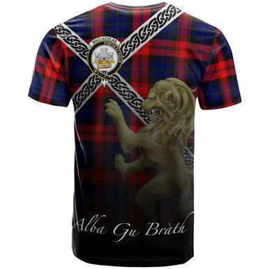 Scottish MacLachlan Clan Crest Tartan T-Shirt - Celtic With Scotland Lion Back Side Tartan Plaid