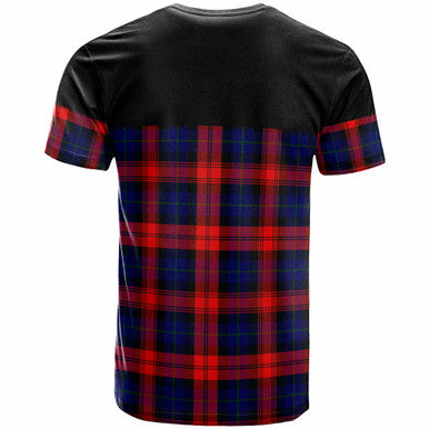 Scottish MacLachlan Clan Crest Tartan T-Shirt - Horizontal Style Back Side Tartan Plaid