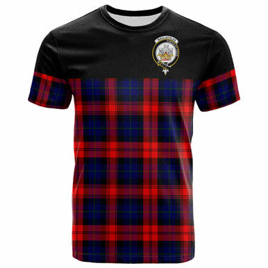 Scottish MacLachlan Clan Crest Tartan T-Shirt - Horizontal Style Front Side Tartan Plaid