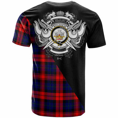Scottish MacLachlan Clan Crest Tartan T-Shirt - Military Logo Back Side Tartan Plaid