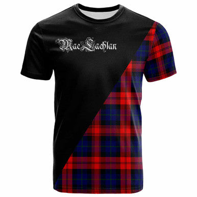 Scottish MacLachlan Clan Crest Tartan T-Shirt - Military Logo Front Side Tartan Plaid