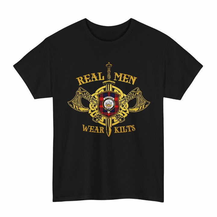 Scottish MacLachlan Clan Crest Tartan T-Shirt Real Men Wear Kilts Tartan Plaid Black Color