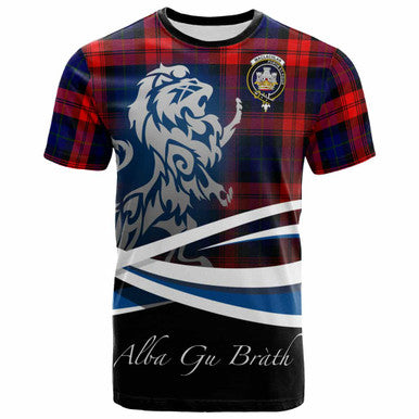 Scottish MacLachlan Clan Crest Tartan T-Shirt - Scotland Lion Front Side Tartan Plaid