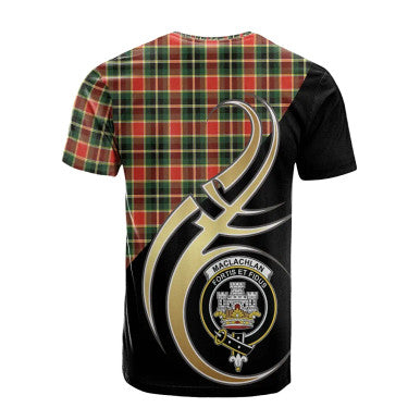 Scottish MacLachlan Hunting Modern Clan Crest Tartan T-Shirt Believe in Me Back Side Tartan Plaid