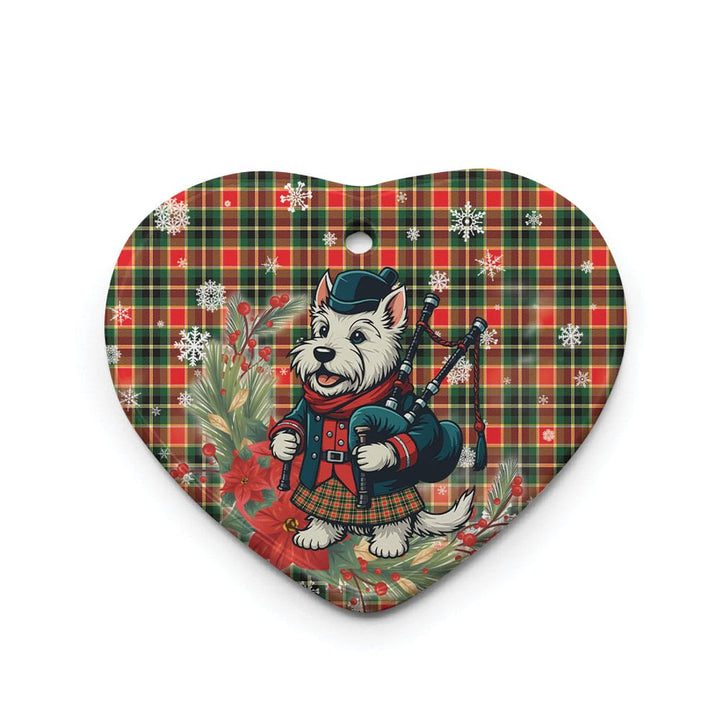 Scottish MacLachlan Hunting Modern Clan Tartan Ceramic Ornament Cute Scottish Terrier Dog Heart Style Tartan Plaid