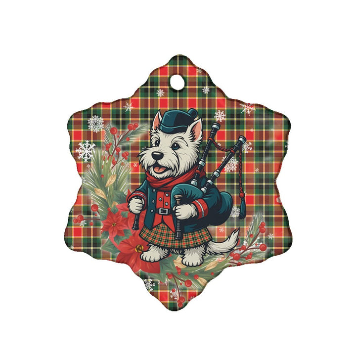 Scottish MacLachlan Hunting Modern Clan Tartan Ceramic Ornament Cute Scottish Terrier Dog Snow Flake Style Tartan Plaid