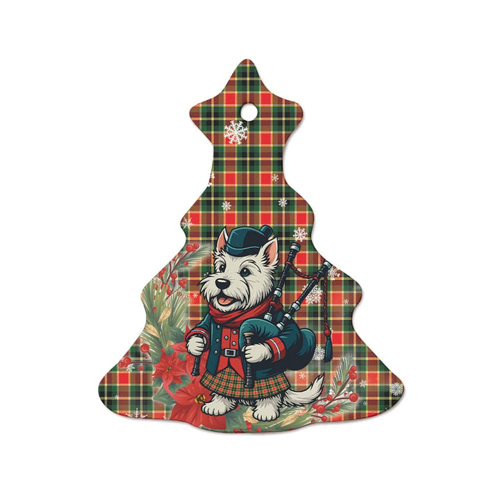 Scottish MacLachlan Hunting Modern Clan Tartan Ceramic Ornament Cute Scottish Terrier Dog Tree Style Tartan Plaid