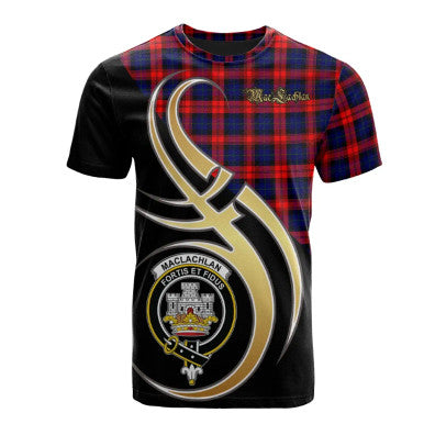 Scottish MacLachlan Modern Clan Crest Tartan T-Shirt Believe in Me Front Side Tartan Plaid