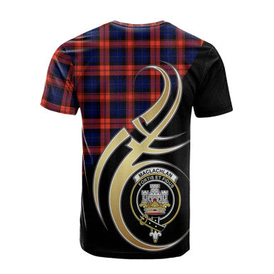 Scottish MacLachlan Modern Clan Crest Tartan T-Shirt Believe in Me Back Side Tartan Plaid