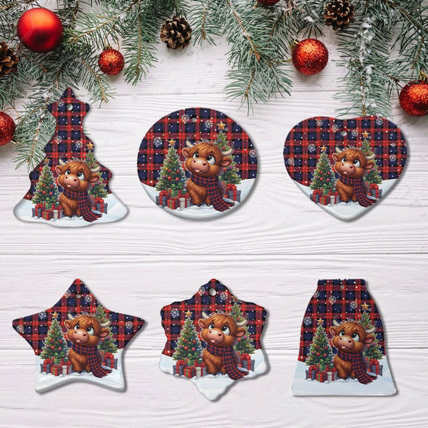 Scottish MacLachlan Modern Clan Tartan Ceramic Ornament Cute Highland Cow Christmas All Style Tartan Plaid