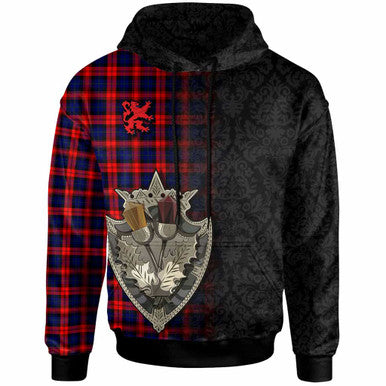 Scottish MacLachlan Modern Clan Tartan Hoodie - Half Thistle Flowers Celtic Design Front Side Tartan Plaid