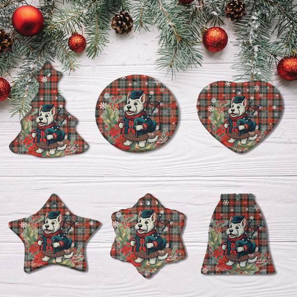 Scottish MacLachlan Weathered Clan Tartan Ceramic Ornament Cute Scottish Terrier Dog All Style Tartan Plaid