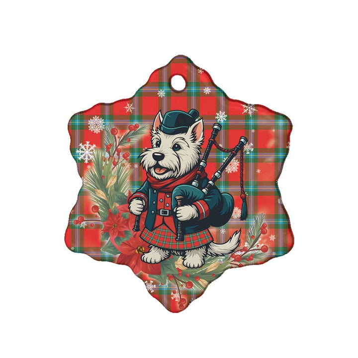 Scottish MacLaine of Loch Buie Clan Tartan Ceramic Ornament Cute Scottish Terrier Dog Snow Flake Style Tartan Plaid