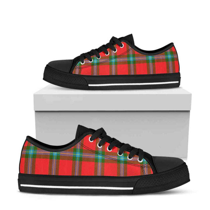 Scottish MacLaine of Loch Buie Clan Tartan Low Top Shoes Black Sole Tartan Plaid