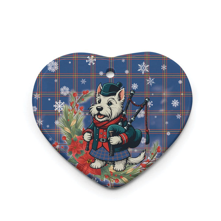Scottish MacLaine of Loch Buie Hunting Ancient Clan Tartan Ceramic Ornament Cute Scottish Terrier Dog Heart Style Tartan Plaid