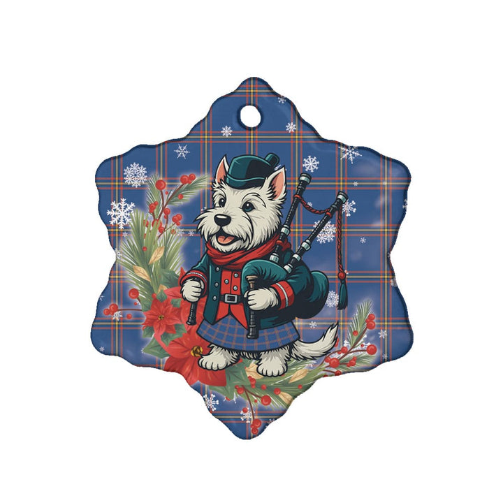 Scottish MacLaine of Loch Buie Hunting Ancient Clan Tartan Ceramic Ornament Cute Scottish Terrier Dog Snow Flake Style Tartan Plaid