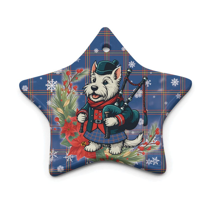 Scottish MacLaine of Loch Buie Hunting Ancient Clan Tartan Ceramic Ornament Cute Scottish Terrier Dog Star Style Tartan Plaid