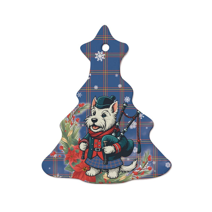Scottish MacLaine of Loch Buie Hunting Ancient Clan Tartan Ceramic Ornament Cute Scottish Terrier Dog Tree Style Tartan Plaid