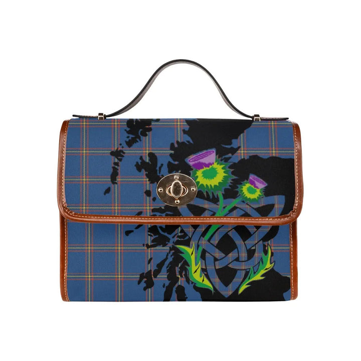 Scottish MacLaine of Loch Buie Hunting Ancient Clan Tartan Waterproof Canvas Bag With Thistle Tartan Plaid 1