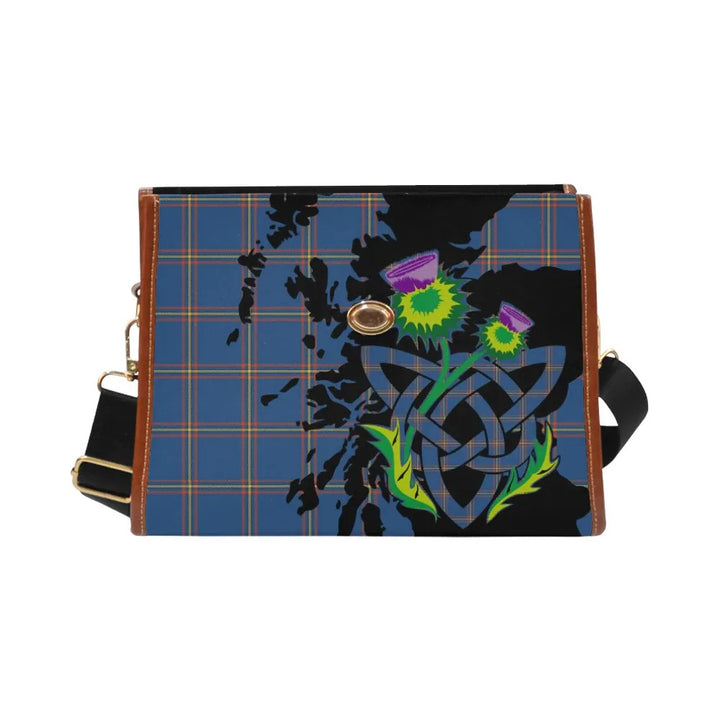 Scottish MacLaine of Loch Buie Hunting Ancient Clan Tartan Waterproof Canvas Bag With Thistle Tartan Plaid 2