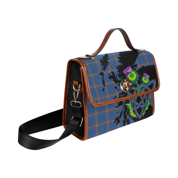 Scottish MacLaine of Loch Buie Hunting Ancient Clan Tartan Waterproof Canvas Bag With Thistle Tartan Plaid 3