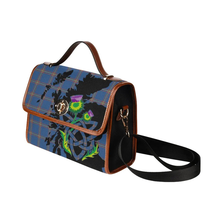 Scottish MacLaine of Loch Buie Hunting Ancient Clan Tartan Waterproof Canvas Bag With Thistle Tartan Plaid 4
