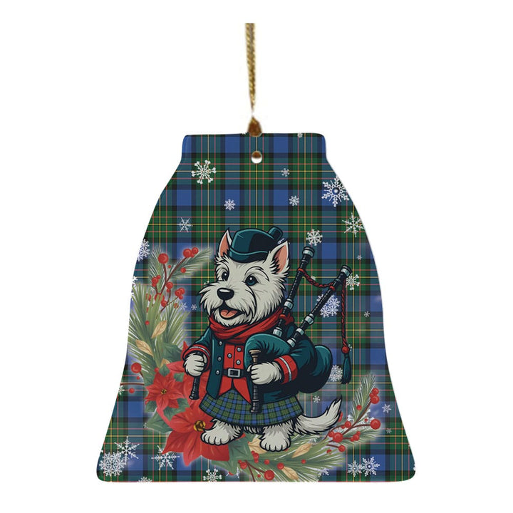 Scottish MacLaren Ancient Clan Tartan Ceramic Ornament Cute Scottish Terrier Dog Bell Style Tartan Plaid