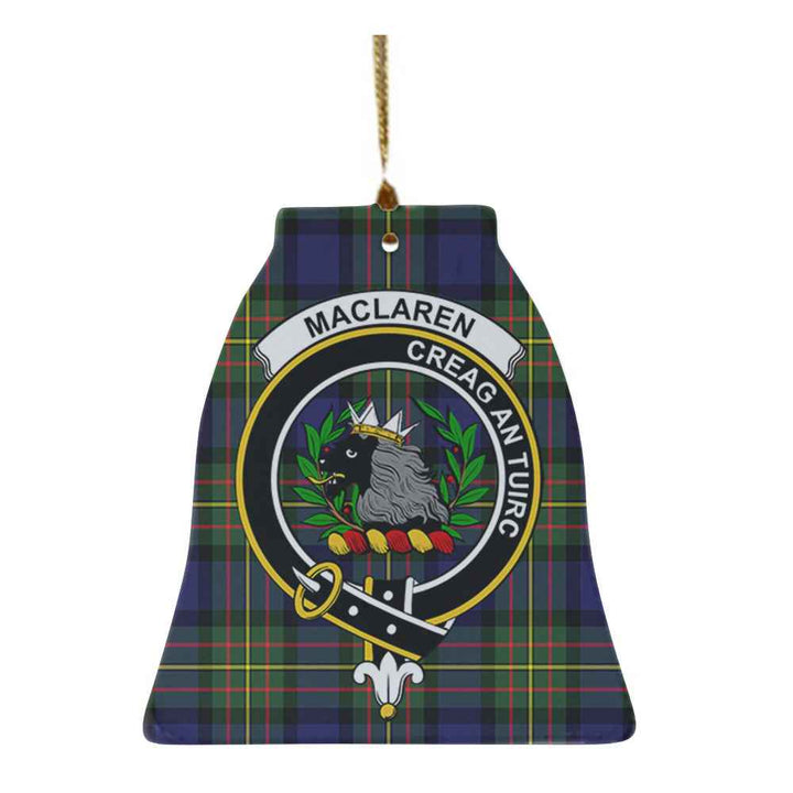 Scottish MacLaren Clan Crest Tartan Ceramic Ornament Bell Shape Tartan Plaid