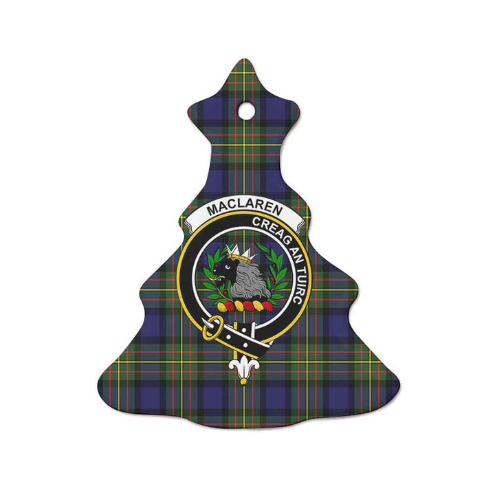Scottish MacLaren Clan Crest Tartan Ceramic Ornament Tree Shape Tartan Plaid