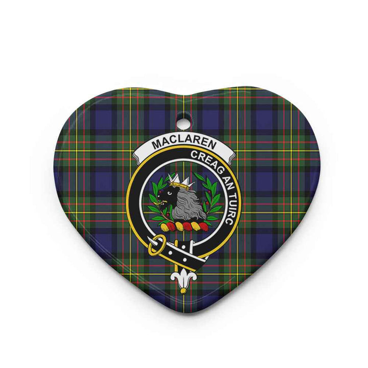 Scottish MacLaren Clan Crest Tartan Ceramic Ornament Heart Shape Tartan Plaid
