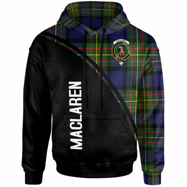 Scottish MacLaren Clan Crest Tartan Curve Hoodie Front Side Tartan Plaid