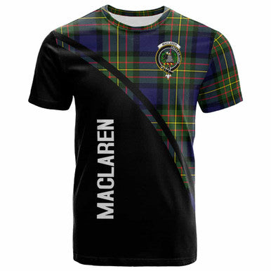 Scottish MacLaren Clan Crest Tartan Curve T-Shirt Front Side Tartan Plaid