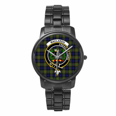 Scottish MacLaren Clan Crest Tartan Folding Clasp Steel Quartz Watches Tartan Plaid Black 1