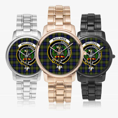 Scottish MacLaren Clan Crest Tartan Folding Clasp Steel Quartz Watches Tartan Plaid All