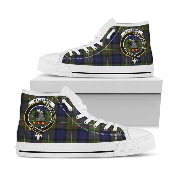 Scottish MacLaren Clan Crest Tartan High Top Shoes White Sole Tartan Plaid