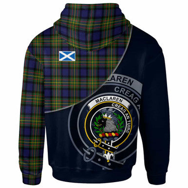 Scottish MacLaren Clan Crest Tartan Hoodie - Bend Style Back Side Tartan Plaid