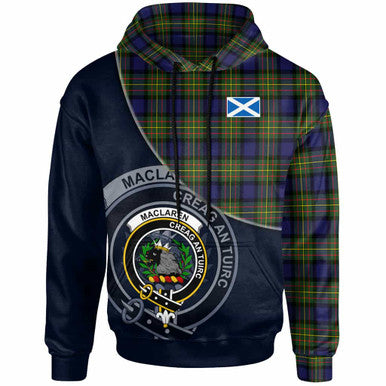 Scottish MacLaren Clan Crest Tartan Hoodie - Bend Style Front Side Tartan Plaid