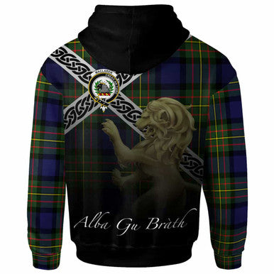 Scottish MacLaren Clan Crest Tartan Hoodie - Scotland Lion Back Side Tartan Plaid
