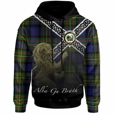 Scottish MacLaren Clan Crest Tartan Hoodie - Scotland Lion Front Side Tartan Plaid