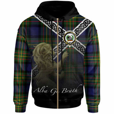 Scottish MacLaren Clan Crest Tartan Hoodie - Scotland Lion Zip-up Tartan Plaid